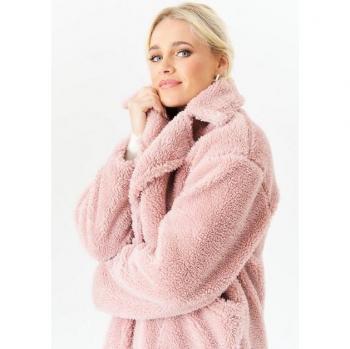Gini London Blush Teddy Coat – Longline, Medium/Large