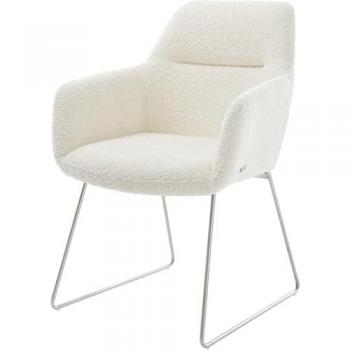 Fauteuil Pejo-Flex Bouclé Weiß Edelstahlgestell