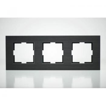 Triple plaque de finition métallisée noire KARRE NOVELLA