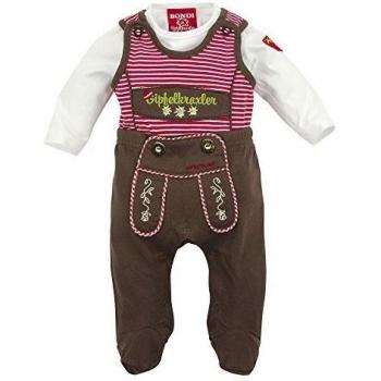 Baby‑Jungenstrampler BONDY „Gipfelkraxler“ – Braun, 56, Tracht – 90706