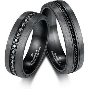 MARRYA Damen‑Verlobungsring, Carbon, schwarz, Größe 48 mm