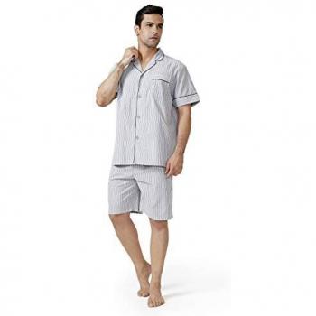 DAVID ARCHY Men's Pyjamas Set with Flat Collar