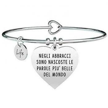 Bracciale in acciaio inox con cuore abbracci e lettere Unica
