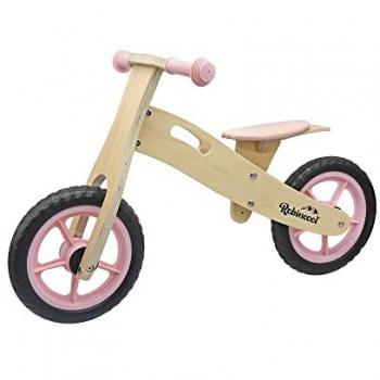 Bicicletta Senza Pedali Montessori Robincool Little Pilot in Legno Eco Regolabile 3 Altezze Rosa