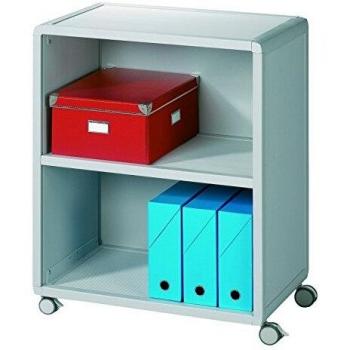 Fast Paper Mobile Bookcase 2 Compartment 1 Shelf Grey