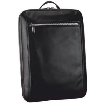 Leonhard Heyden Montreal Black Leather Business Backpack with Laptop Compartment