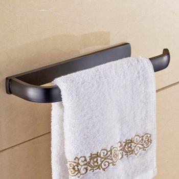 Porte‑serviettes muraux de style classique en bronze huilé – Carré noir mat