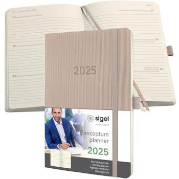 Sigel Buchkalender SIGEL Kalender Wochenkalender Conceptum 2025 C2530, Gummibandverschluss, Stiftschlaufe