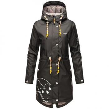 Marikoo Damen Jacke, Regenmantel „Dancing Umbrella“, Kapuzen-Design – S