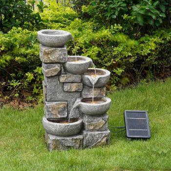 4-Tier Solar Water Fountain with LED Lights