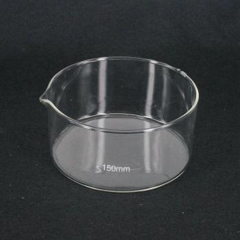 150mm Flat Bottom Glass Crystallizing Dish with Spout