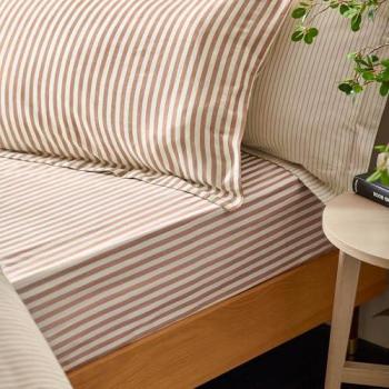 Pecan Narrow Stripe 100% Cotton Super King Fitted Sheet – Yard