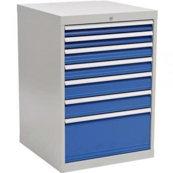 Schubladenschrank H1019xB705xT736mm grau/blau 2x75,2x100,2x125,1x300mm Vollauszug