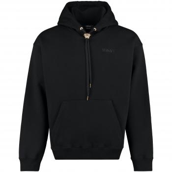 Versace Men's Black Cotton Hoodie with Medusa Detail | Size Large