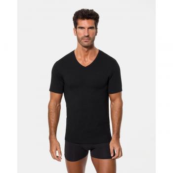 Abanderado Men's Black Short Sleeve V-Neck Top