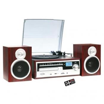 Chaîne HiFi Inovalley CH14E avec tourne-disque vinyle 80W, CD, Bluetooth, FM et USB + télécommande
