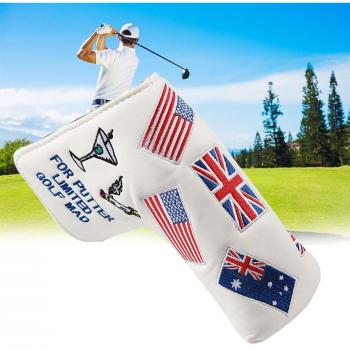 Cubierta de cabeza de Putter de Golf con patrón de bandera estadounidense, hecha de cuero PU