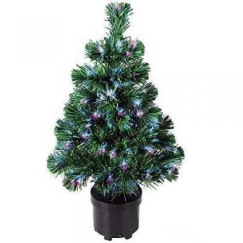 Casaria Albero di Natale 66 cm con fibra ottica, colori cangianti, 9 luci