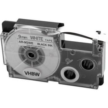 Ruban d'étiquettes vhbw 9mm noir sur blanc pour imprimante Casio XR-9GWE