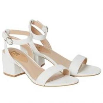 Mid Block Heel Tommi Barely There Sandals for Women – White