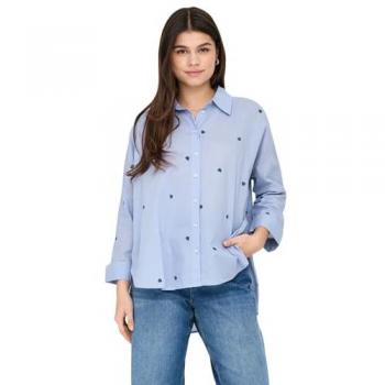 Camicia Donna Infinito Blu con Cuori di Lino