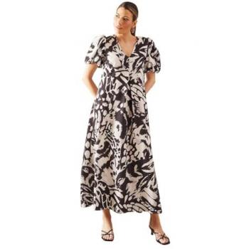 Classic Butterfly Pleat Puff Sleeve Midaxial Dress