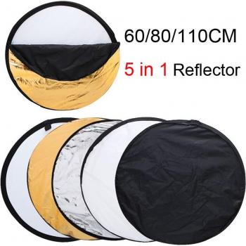 Collapsible Light Reflector 5-in-1 Gold Silver White Black Translucent