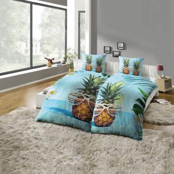 Partnerbettwäsche „Ananas“ von KiNZLER – 4‑teiliges Mikrofasermaterial