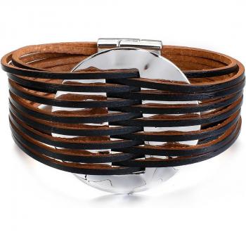 AllYes Elegant Leather Circle Charms