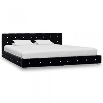 Modernes Bett mit Memory-Schaum-Matratze Schwarz Samt 160 x 200 cm