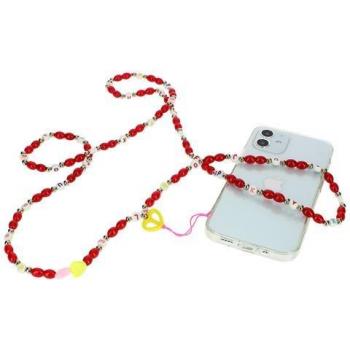 Collana con lettere e perle rosse, accessorio da telefono
