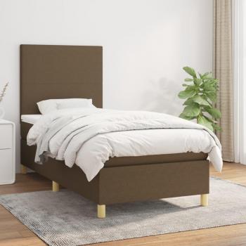 VidaXL Cama box spring con colchón tela marrón oscuro 90x200 cm