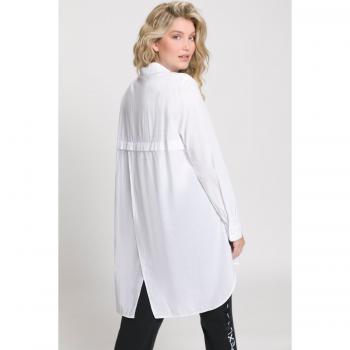 Blusa con Stampa di Testo e Colletto, Donna, Bianco, Taglia 48/50, Cotone