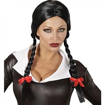Widmann Perücke für Karneval und Halloween in Schwarz mit Zöpfen