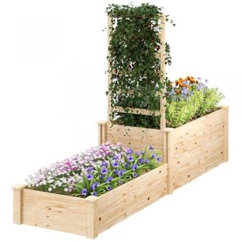 Jardinera Grande con Celosía y Cajas de Cultivo 222x63x132 cm