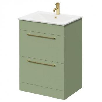 Olive Green Napoli Vanity Unit 600mm with 2 Drawers and Basin