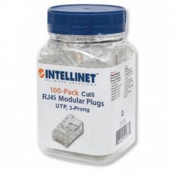 Conector RJ45 Cat6 UTP sólido, bote con 100 piezas transparentes