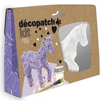 Mini kit Décopatch cheval feuilles pinceau et vernis colle