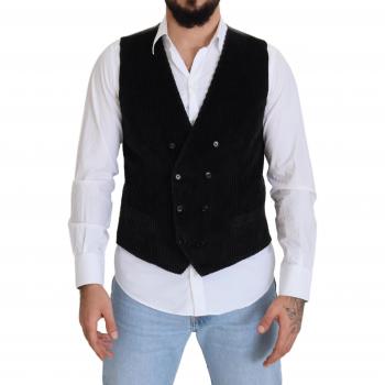 D&G Classic Black Double‑Breasted Suit Vest – Small