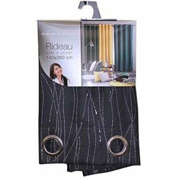 Rideau appliqué filiane en polyester, 140 x 260 cm, œillets, anthracite