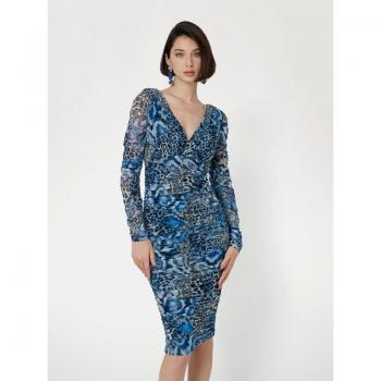 Vestido midi estampado marino