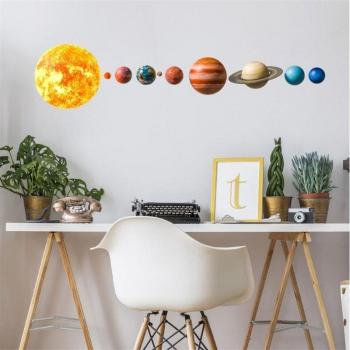 3D Solar System Wallpaper Sticker for Kids' Rooms