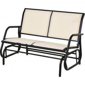 Banco Balancín de Exterior Outsunny 2 Plazas Tubo de Metal y Tela Textilene 120x70x85 cm
