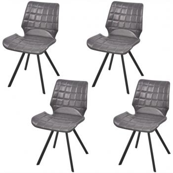 Set di 4 sedie vitaXL, simili pelle grigia