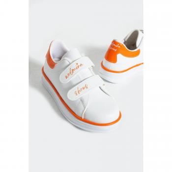 Calzature per bambini con suola ammortizzata e velcro 001‑70‑24B Orange 26 Bianco/Arancio