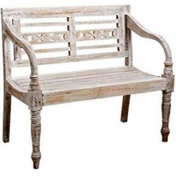Banc de Jardin Blanc patiné Aubry Gaspard