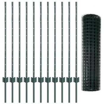 Kit de Clôture Euro Vert 25x1m avec Poteaux