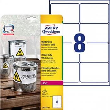 Etichette adesive Avery L4515 20 fogli bianchi
