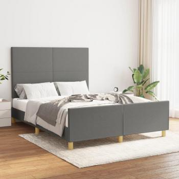 Estructura de cama con cabecero acolchado gris 140x190 cm