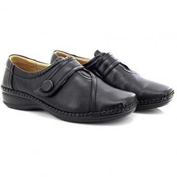 Boulevard Victoria Black Womens Shoes in Wide Fit with Easy Fastening